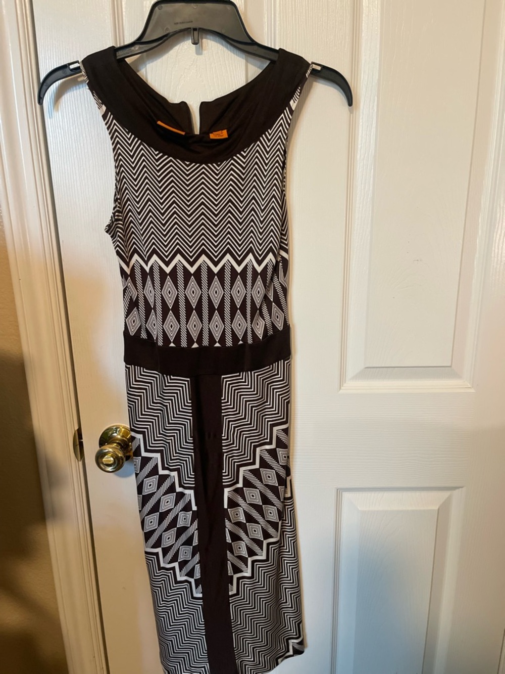 Tory Burch Black and White Geometric Midi Dress